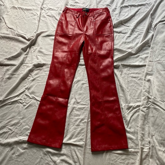 Dolls Kill Pants - delia*s red leather flare pants